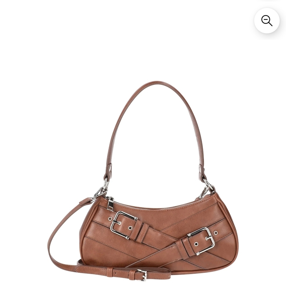 No Boundaries Tan Crossbody Bag with Buckle Accents